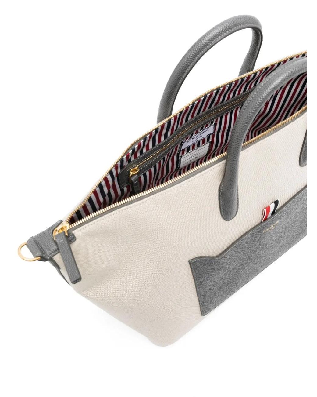Thom Browne White Medium Canvas Tote Bag