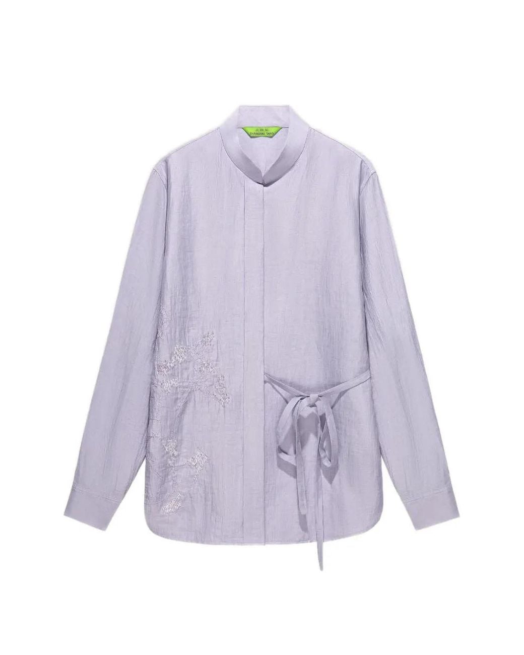 Shanghai Tang Purple Tie-Detail Shirt