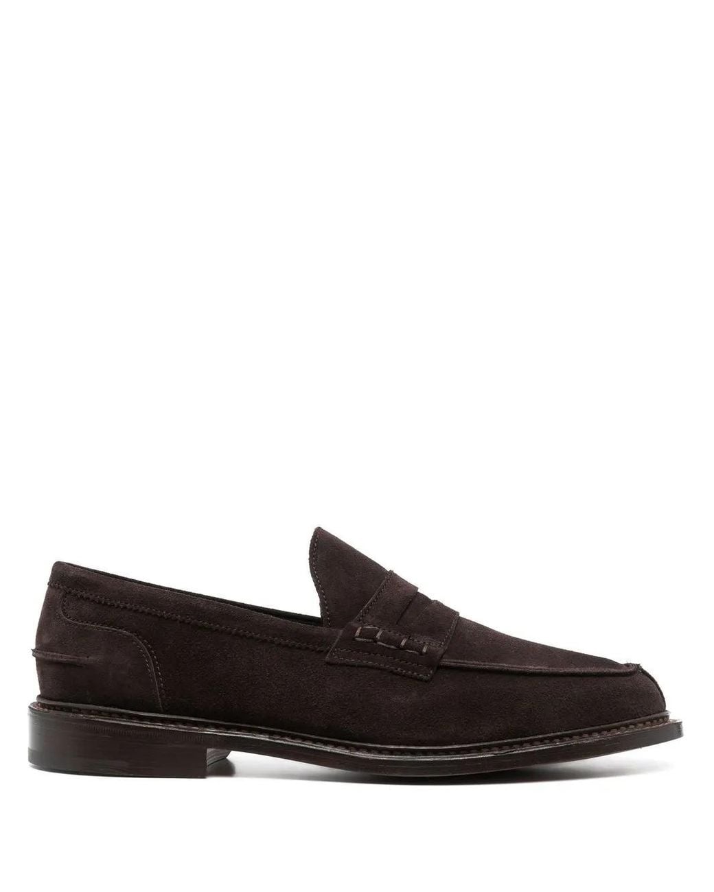 Tricker's Black Adam Suede Penny Loafers for men