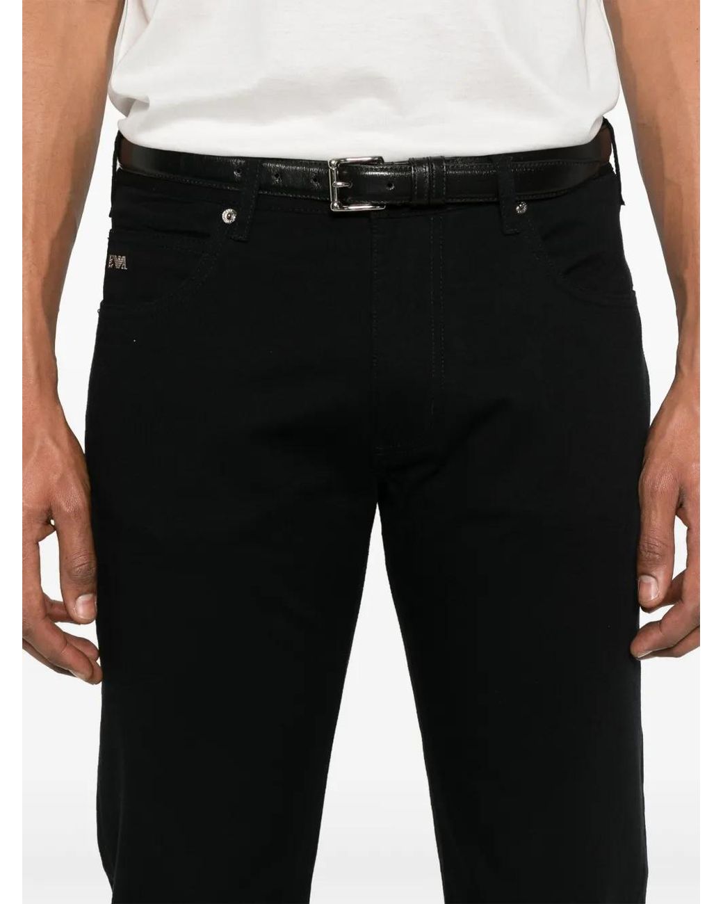 Emporio Armani Black Slim Denim Cotton Jeans for men