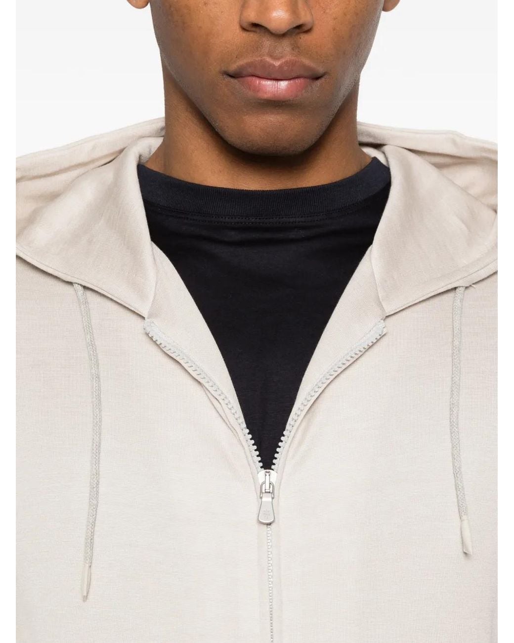 Eleventy White Zip-Up Hoodie for men