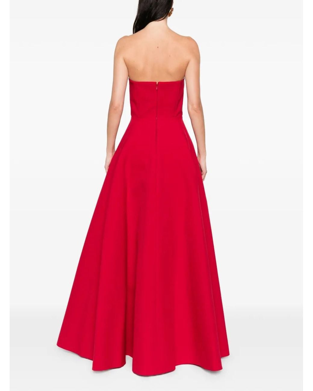 Solace London Red Mathilde Strapless Crepe Gown