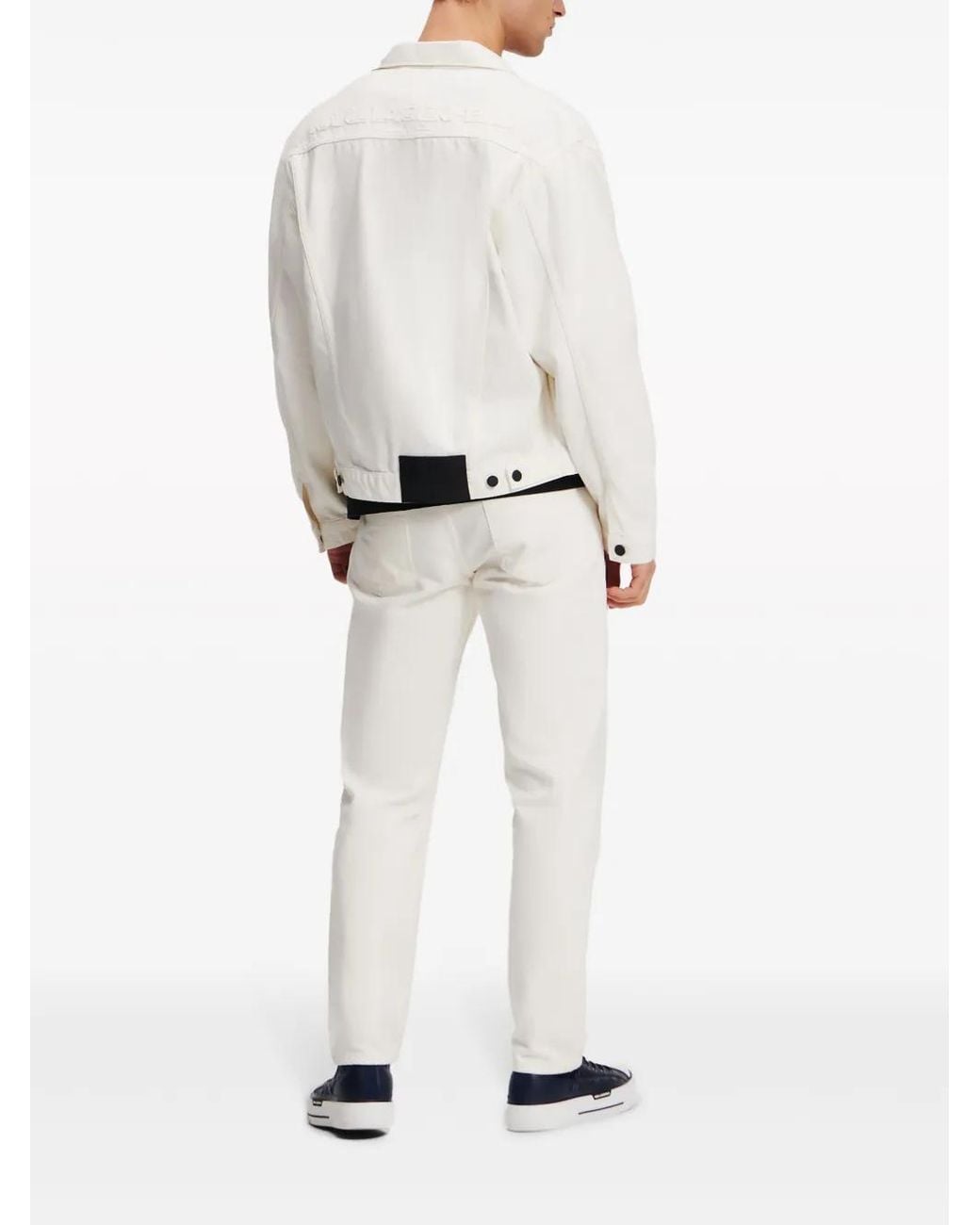 Karl Lagerfeld White Logo-Appliqué Denim Shirt Jacket for men