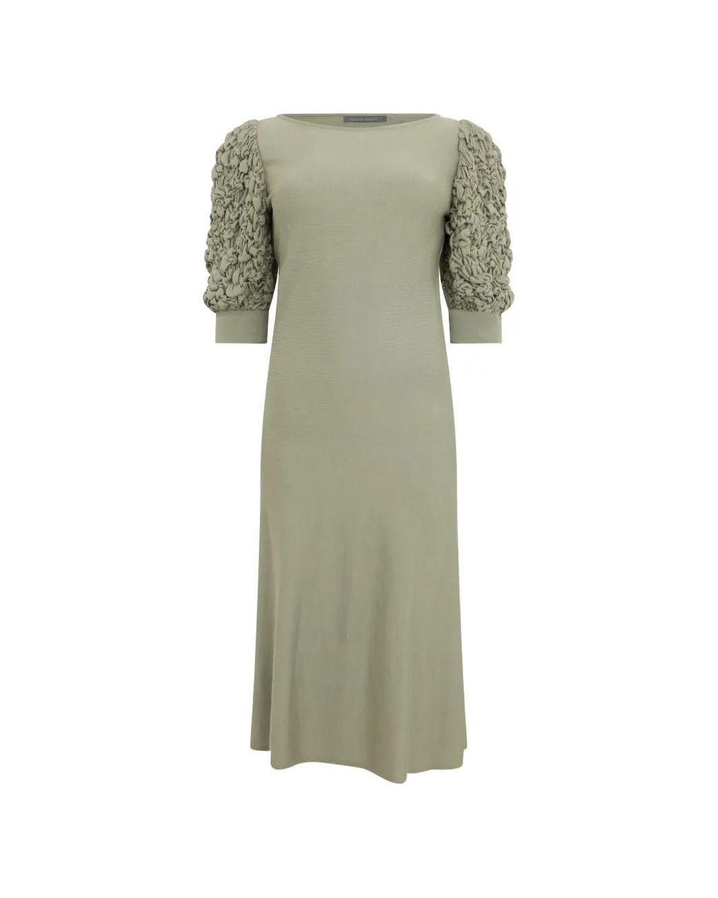 Alberta Ferretti Green Puff-Sleeve Midi Dress