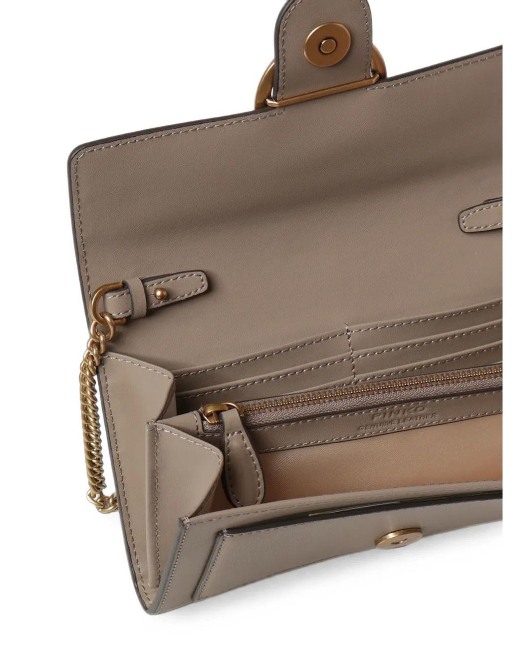 Pinko Gray Love Bag Wallet Chain-Link Shoulder Bag