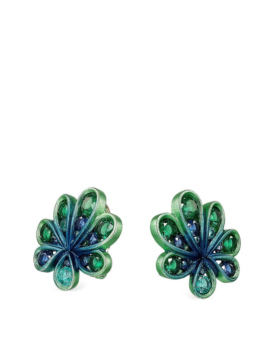 Anabela Chan Green Emerald Sapphire Chanterelle Studs Earrings
