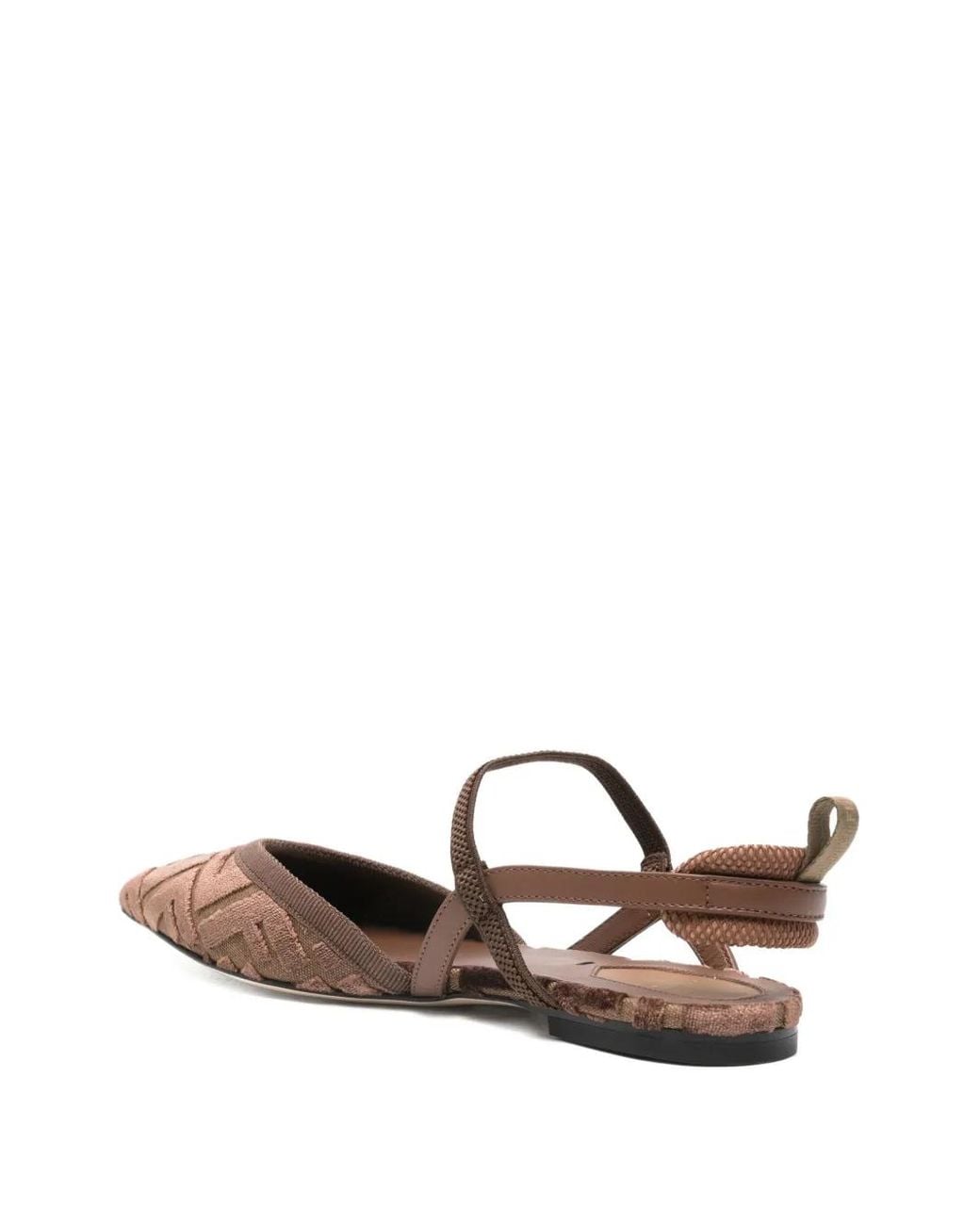 Fendi Brown Ff-Patterned Slingback Pumps