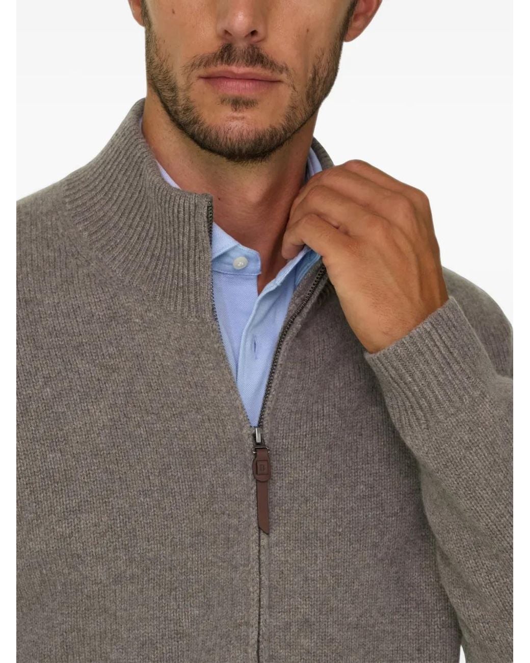 Boggi Gray Full-Zip Jumper for men
