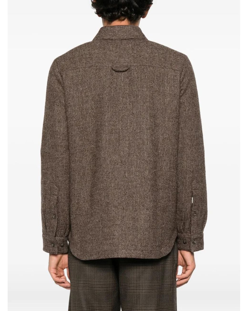 A Kind Of Guise Brown Marani Striped Overshirt for men