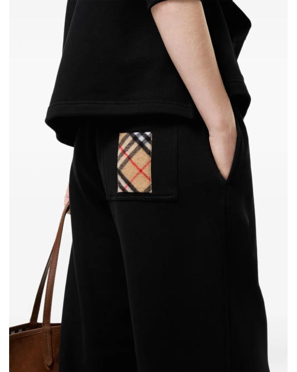 Burberry Black Check Label Cotton Track Pants