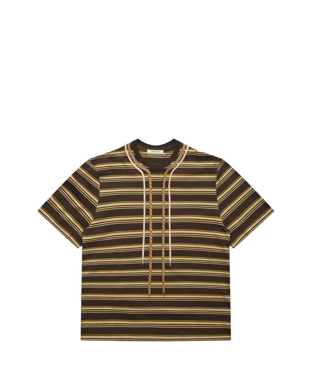 Craig Green Brown Striped-Pattern Rope-Detail T-Shirt for men