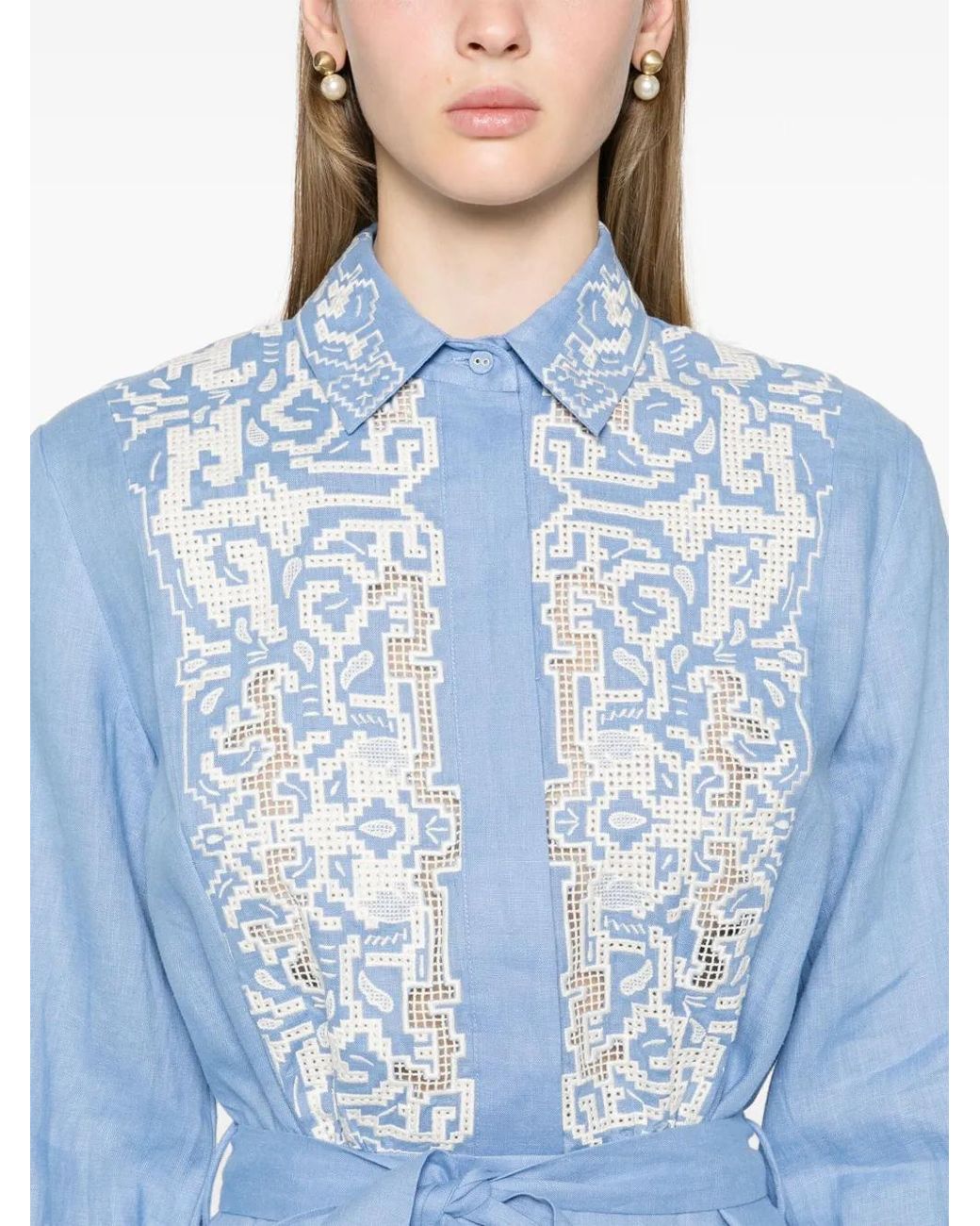 ALÉMAIS Blue Arion Linen Minidress