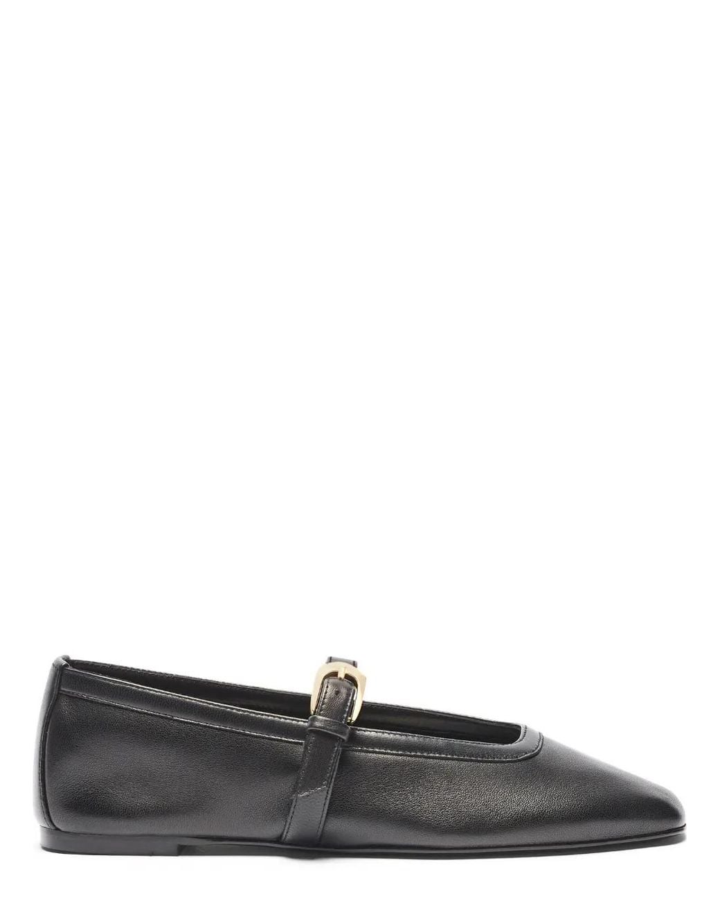 Stuart Weitzman Black Sai Buckle-Detail Ballet Flats