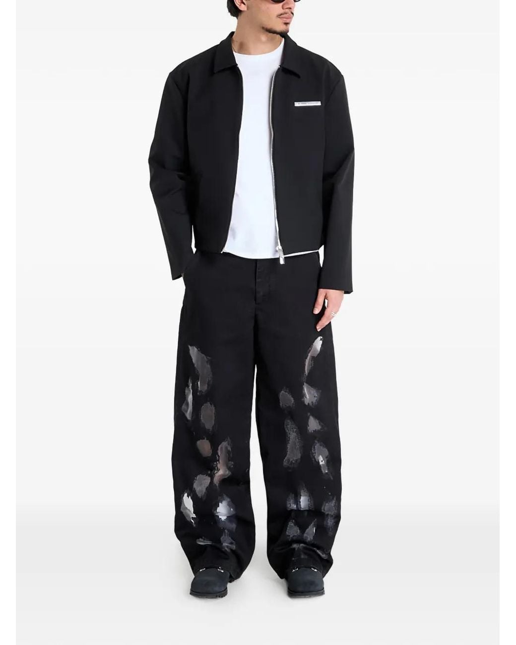 HELIOT EMIL Black Gallop Pattern Trousers for men