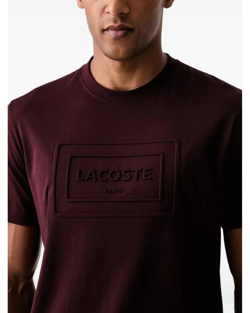 Lacoste Red Embossed Logo-Patch T-Shirt
