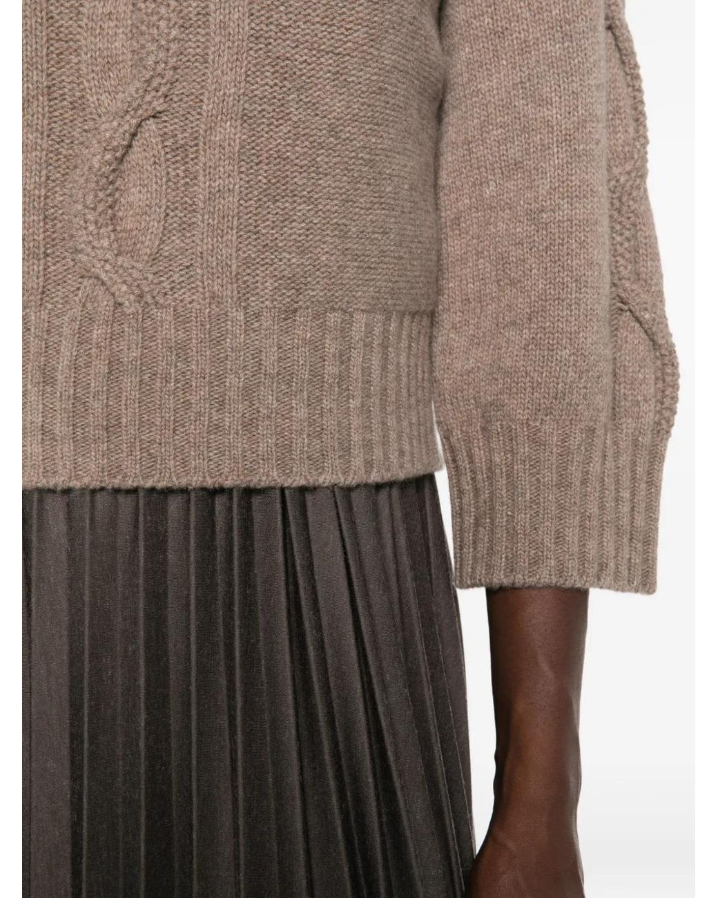 Weekend by Maxmara Brown Pleated Midi Dress And Sweater Set