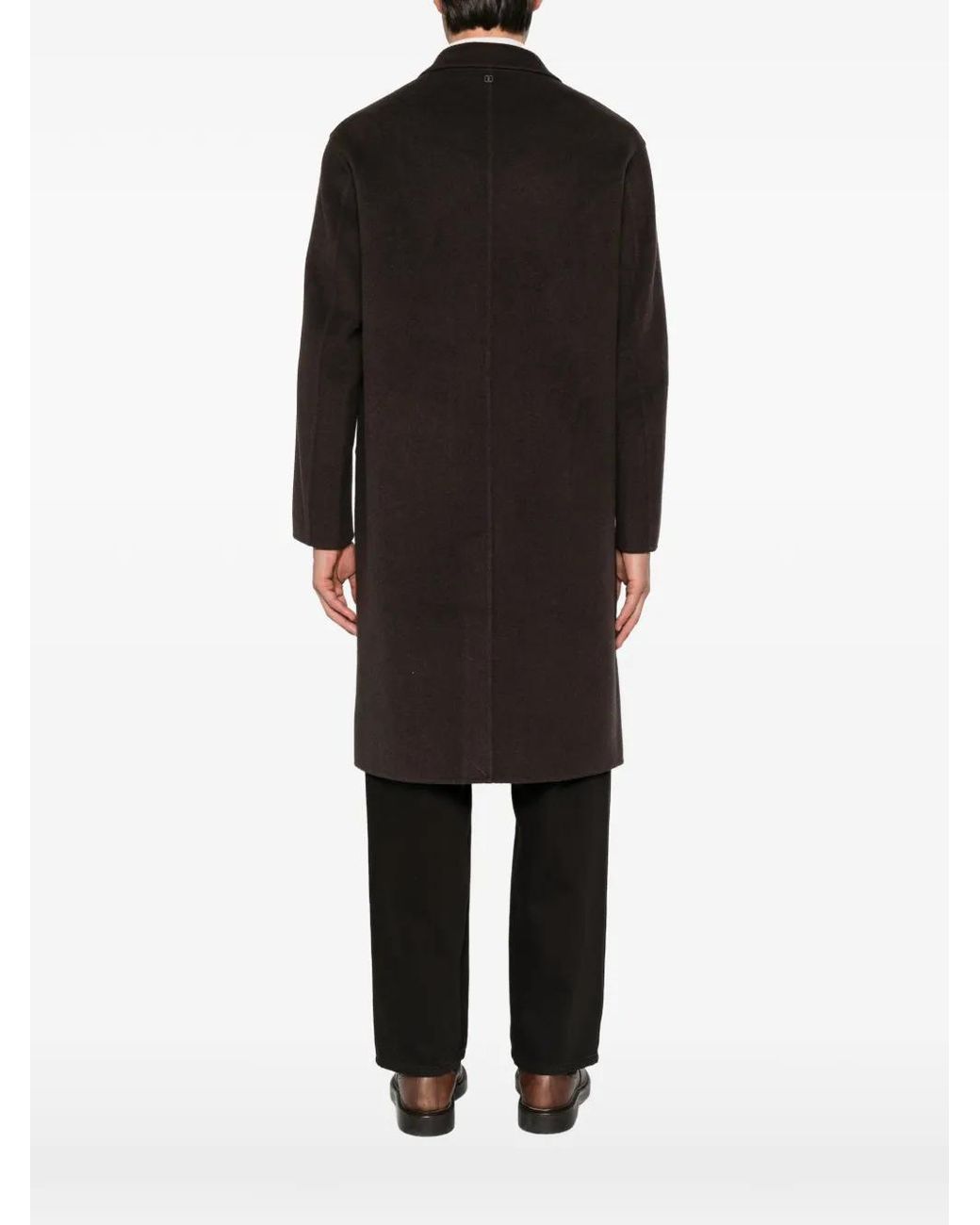 DUNO Brown Single-Breasted Wool Coat for men