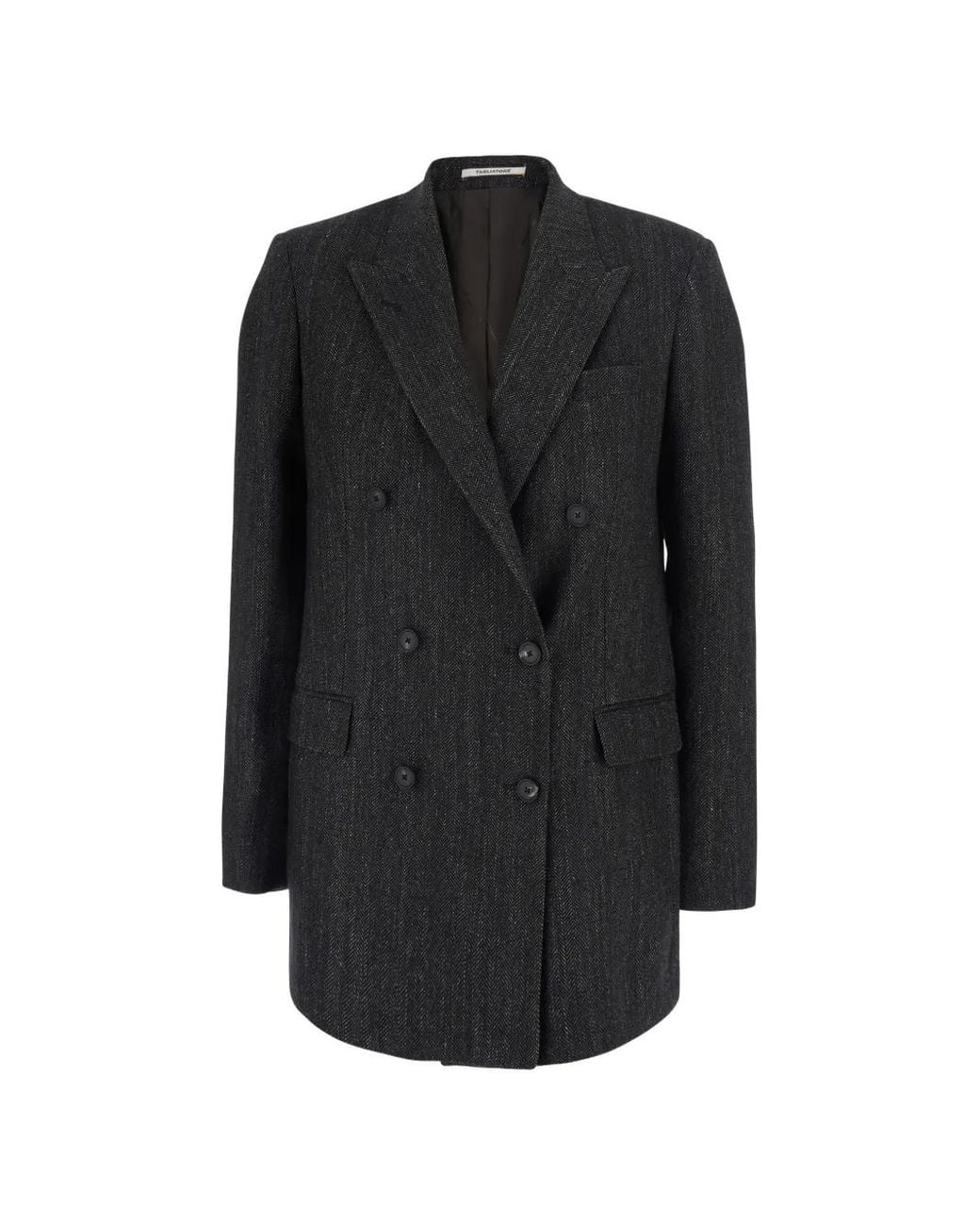 Tagliatore Black Jasmine Herringbone Double-Breasted Jacket