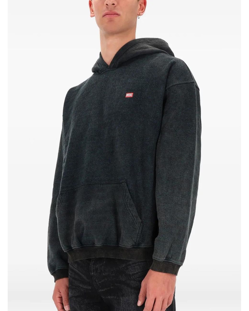 DIESEL Gray S-Kai Logo-Patch Hoodie for men