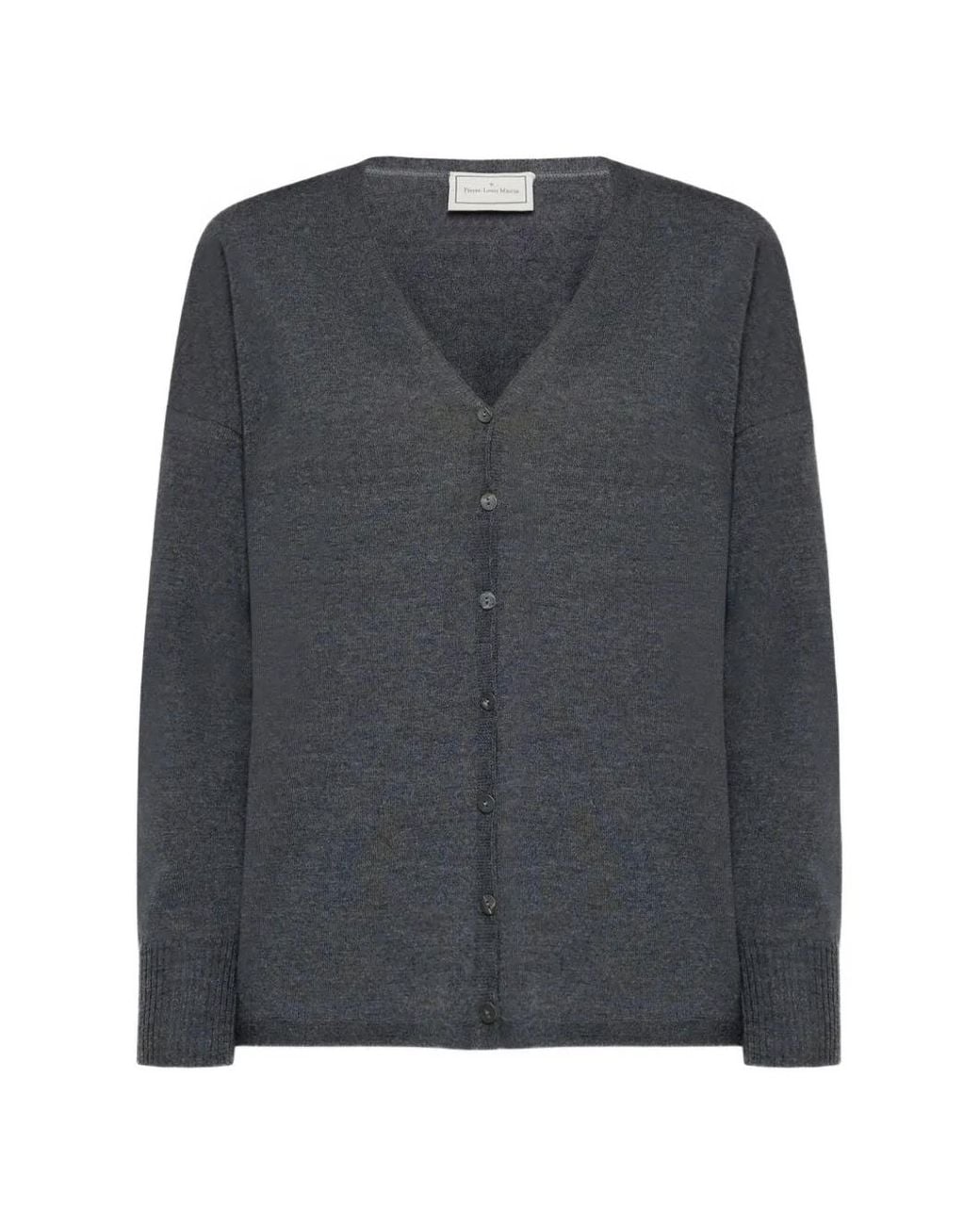 Pierre Louis Mascia Gray Tricot Landscape-Print V-Neck Cardigan