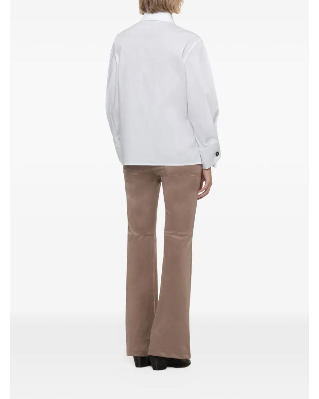 D.exterior White Concealed-Front Shirt