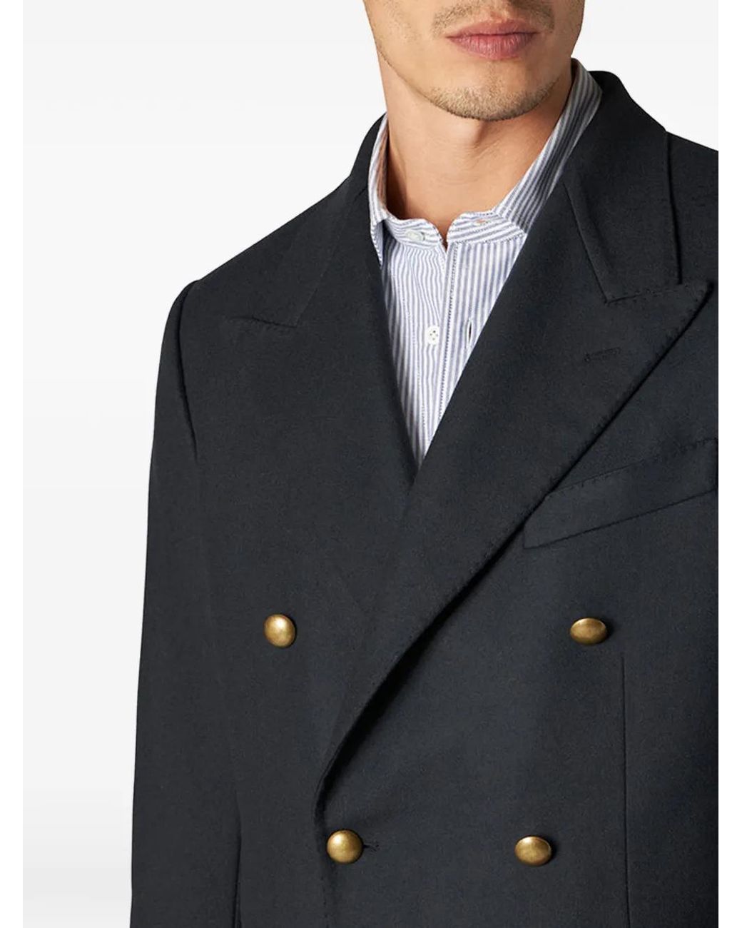 Fortela Black Double-Breasted Flap Pocket Blazer for men