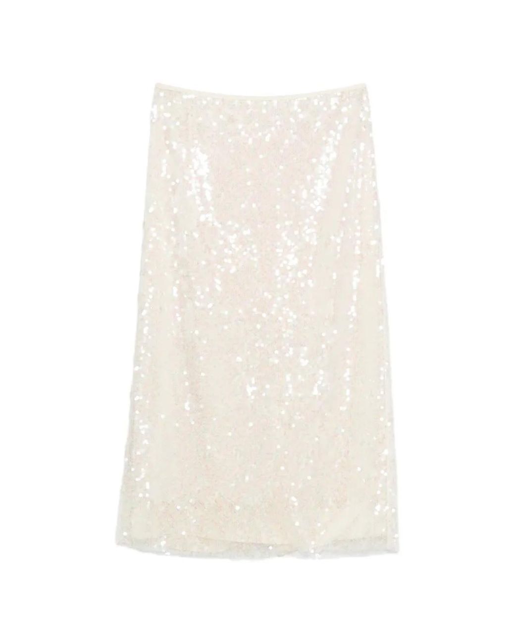 IVORY PARIS White Sequin-Embellished Midi Skirt