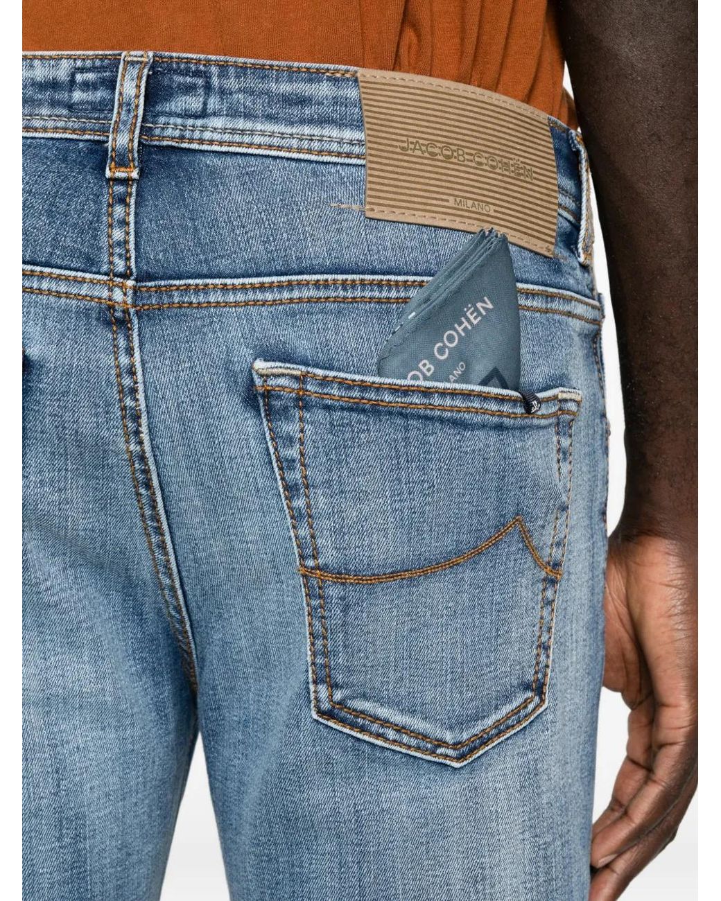 Jacob Cohen Blue Faded-Effect Straight-Leg Jeans for men