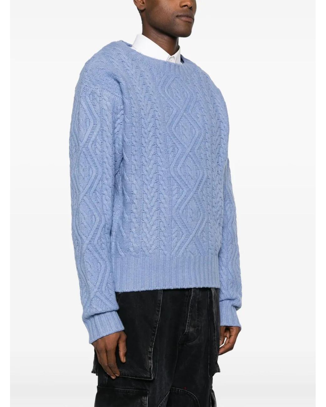 Martine Rose Blue Cable-Knit Merino Jumper