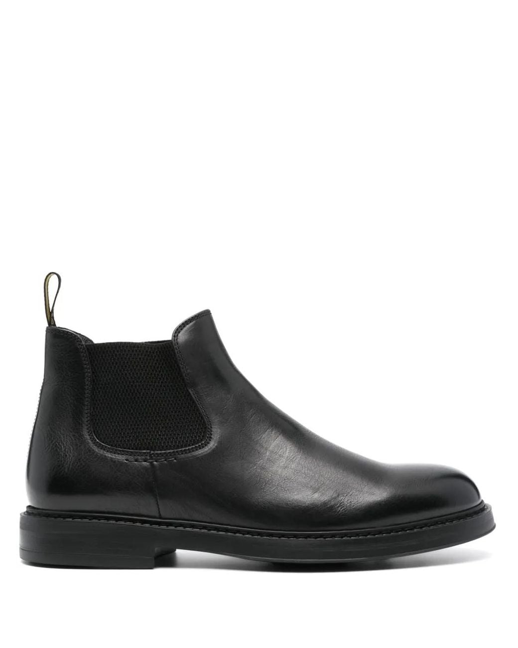Doucal's Black Round-Toe Leather Boots for men