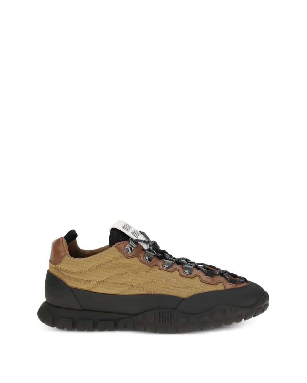 Miu Miu Natural Tyre Technical Fabric And Leather Sneakers