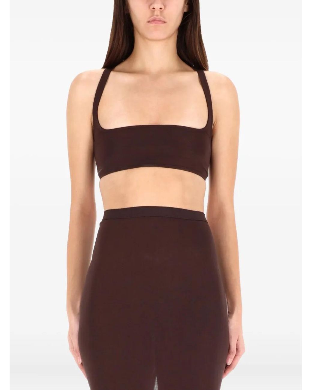 Rick Owens Brown Square-Neck Top