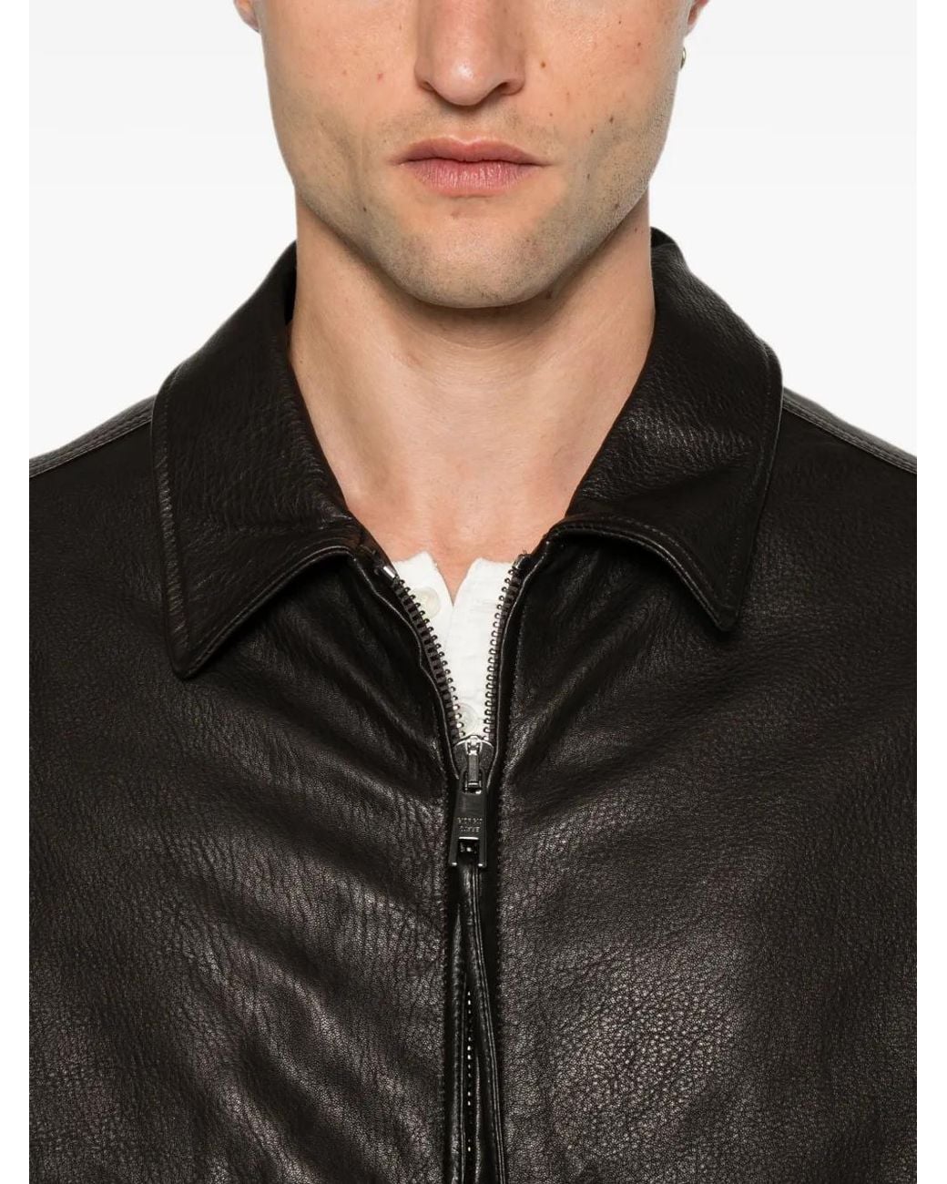 Giorgio Brato Black Grained-Leather Jacket for men