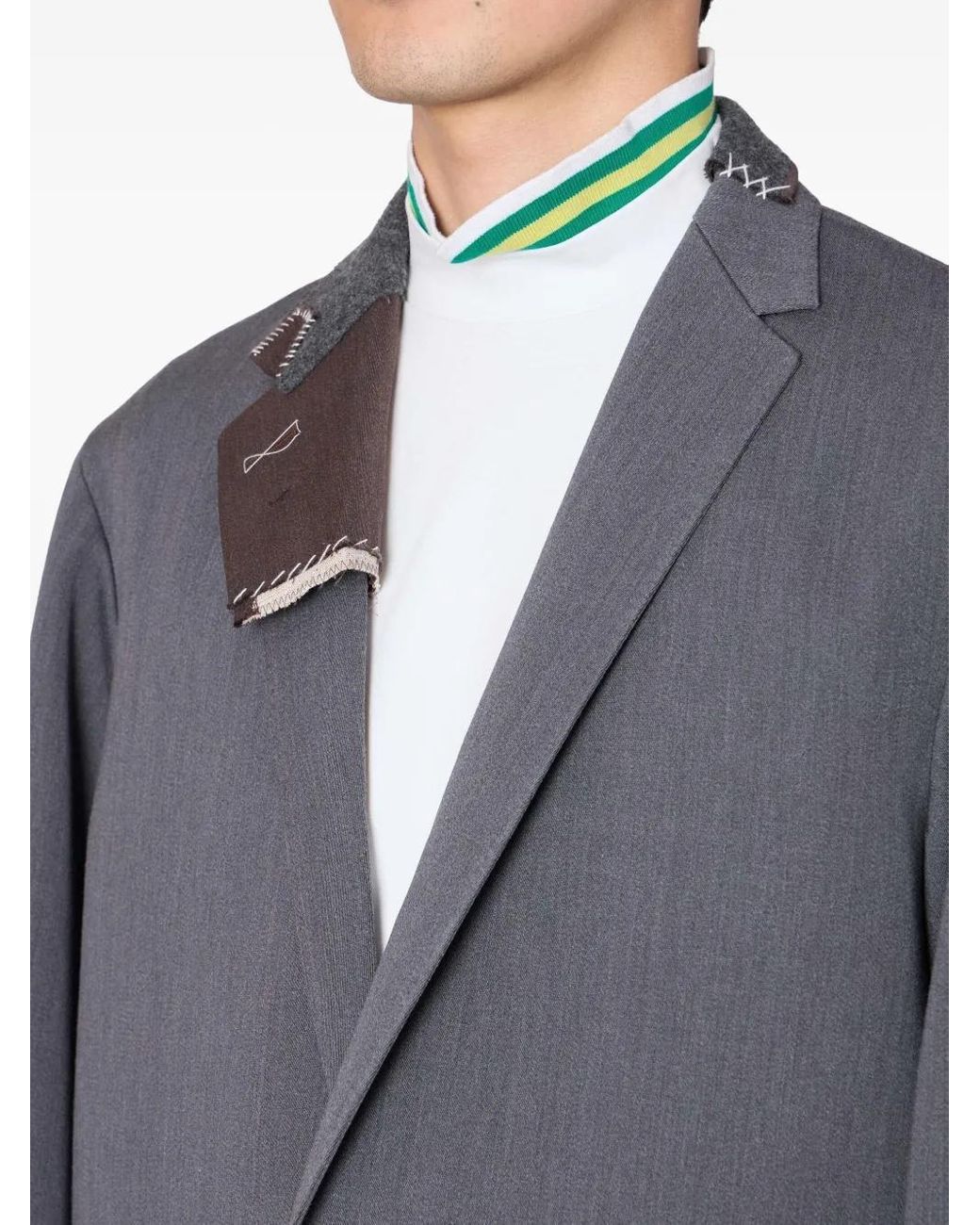 Kolor Gray Single-Breasted Panel-Detail Coat for men