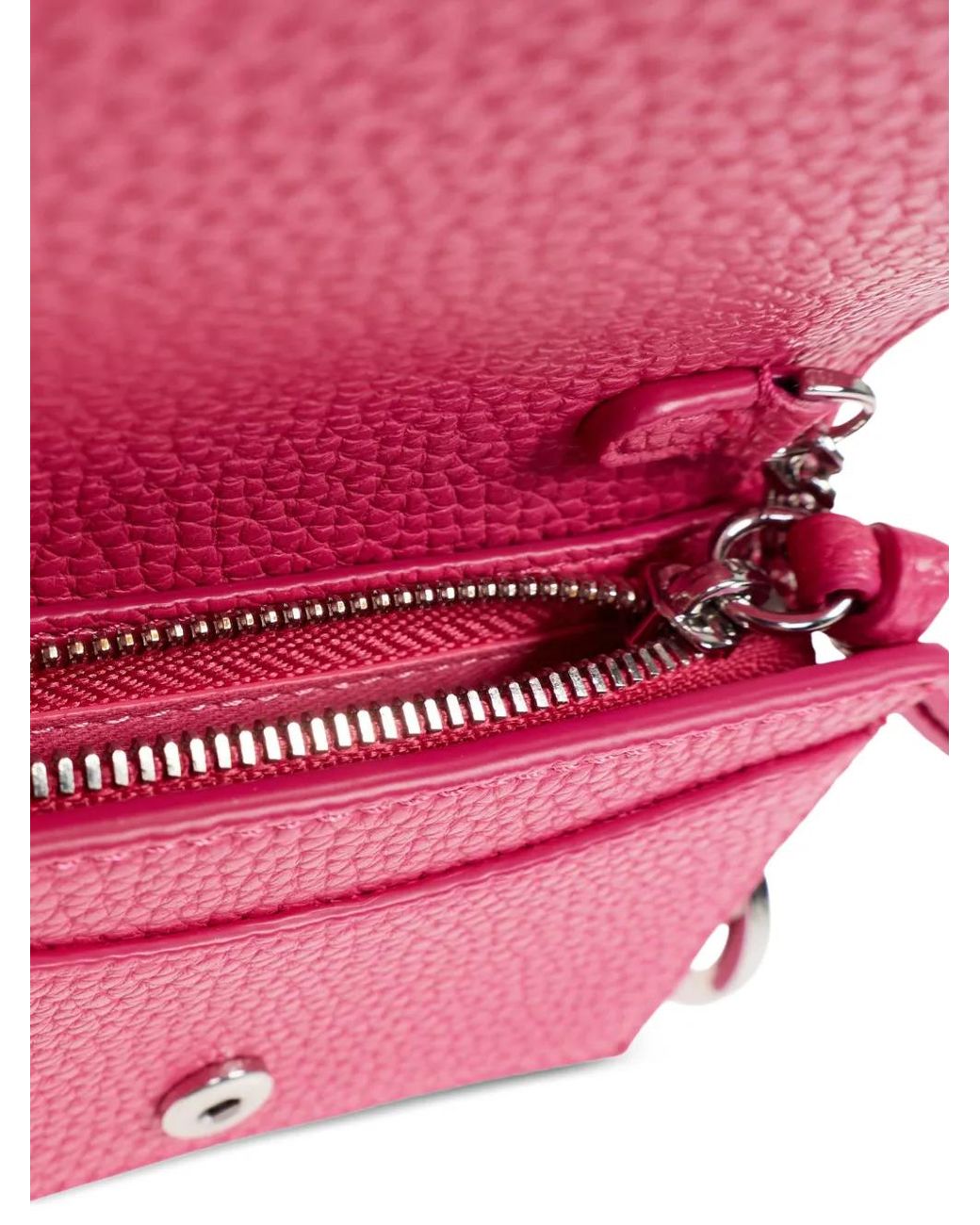Ganni Pink Textured Logo Keyring