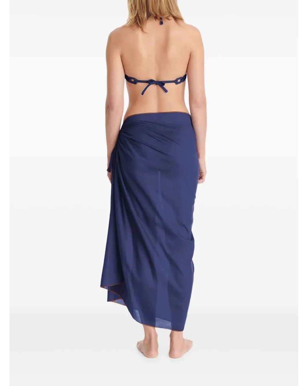 Eres Blue Cabine Logo-Embroidered Sarong