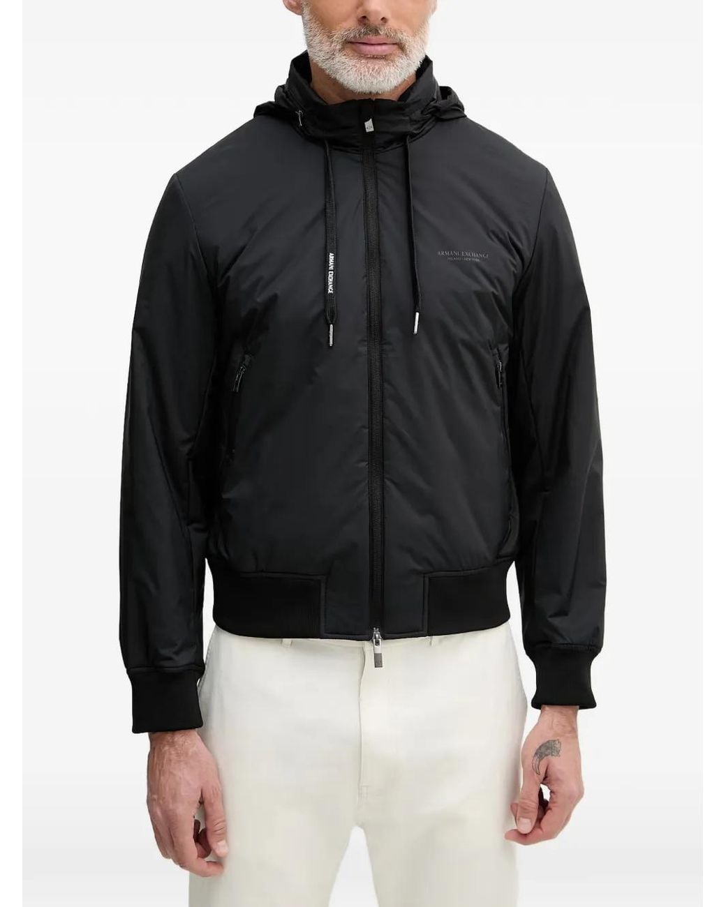 ARMANI EXCHANGE Black Stretch Nylon Jacket With Zip for men