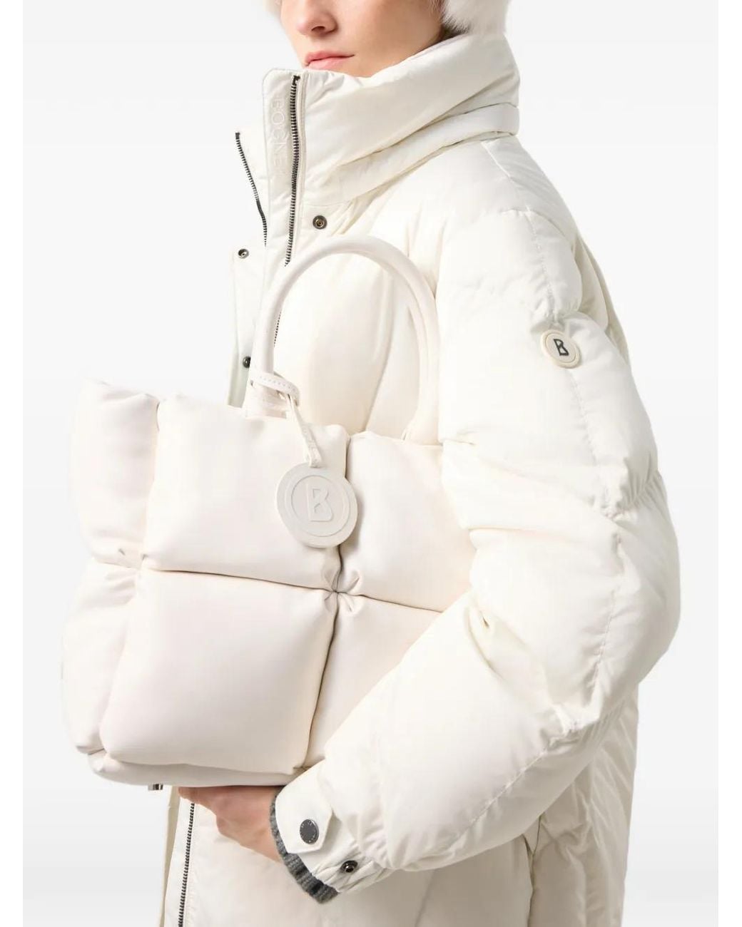 Bogner Natural Ginny Quilted Hooded Coat