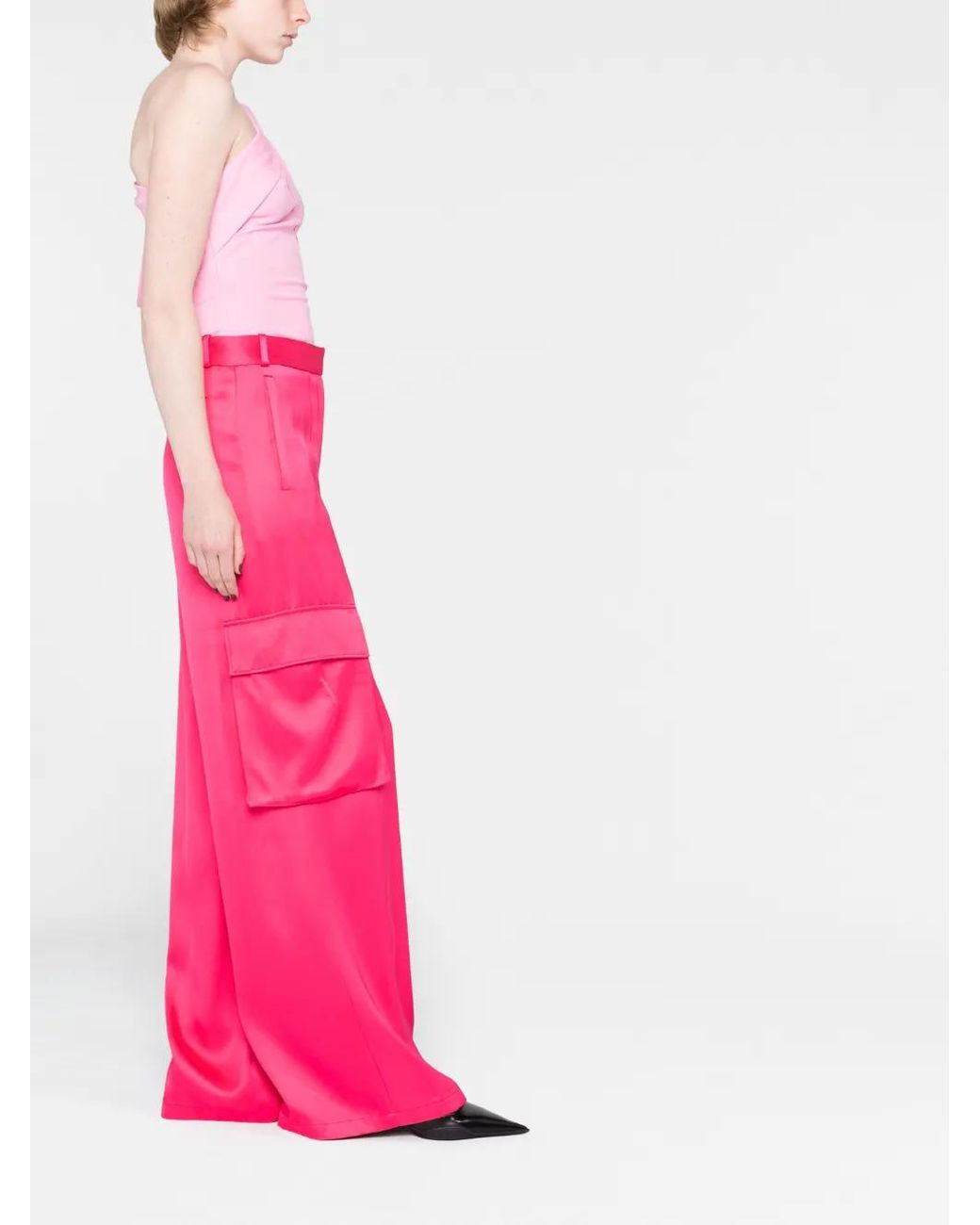 Versace Pink Satin Cargo Pants