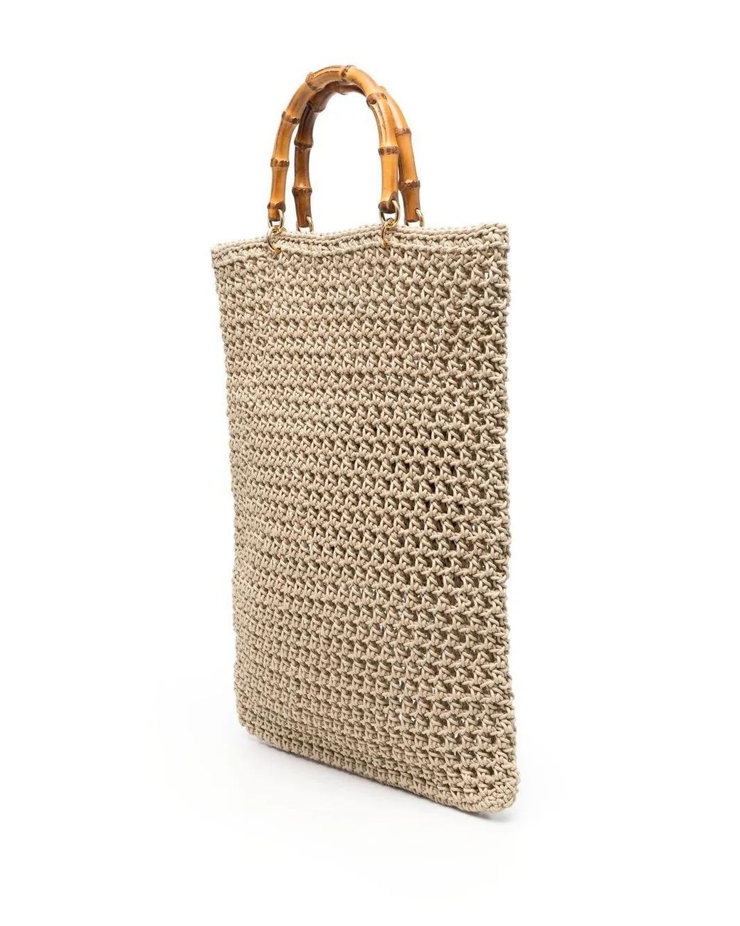 Jil Sander Black Woven Bamboo-Handle Tote Bag