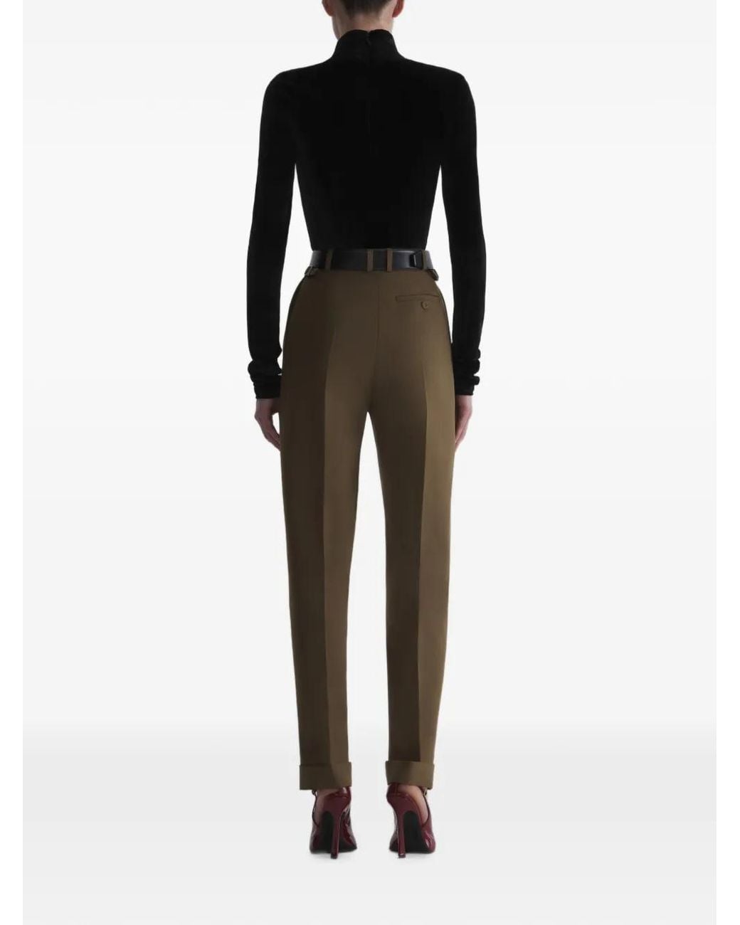 Mugler Black Kaki Carrot Pants