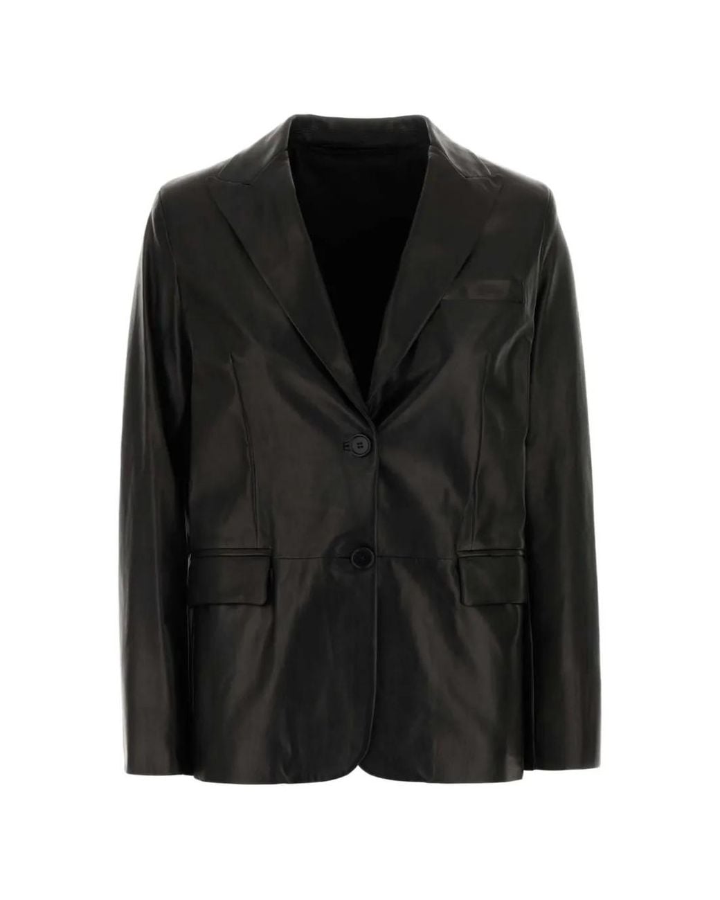SANTORO Black Leather Blazer