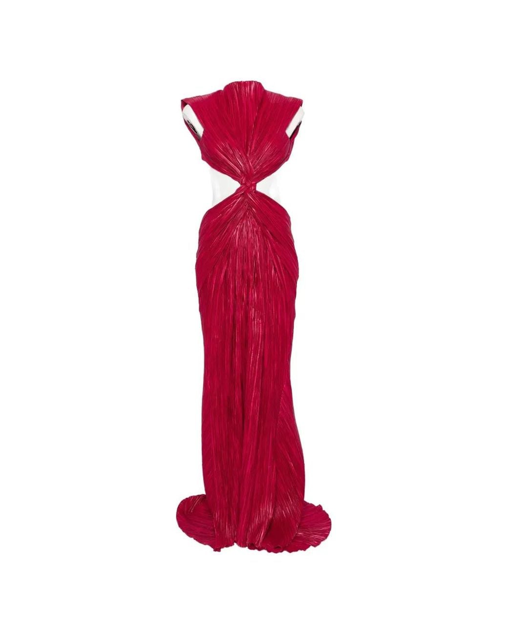 Cult Gaia Red Pleated Cut-Out Maxi Dress