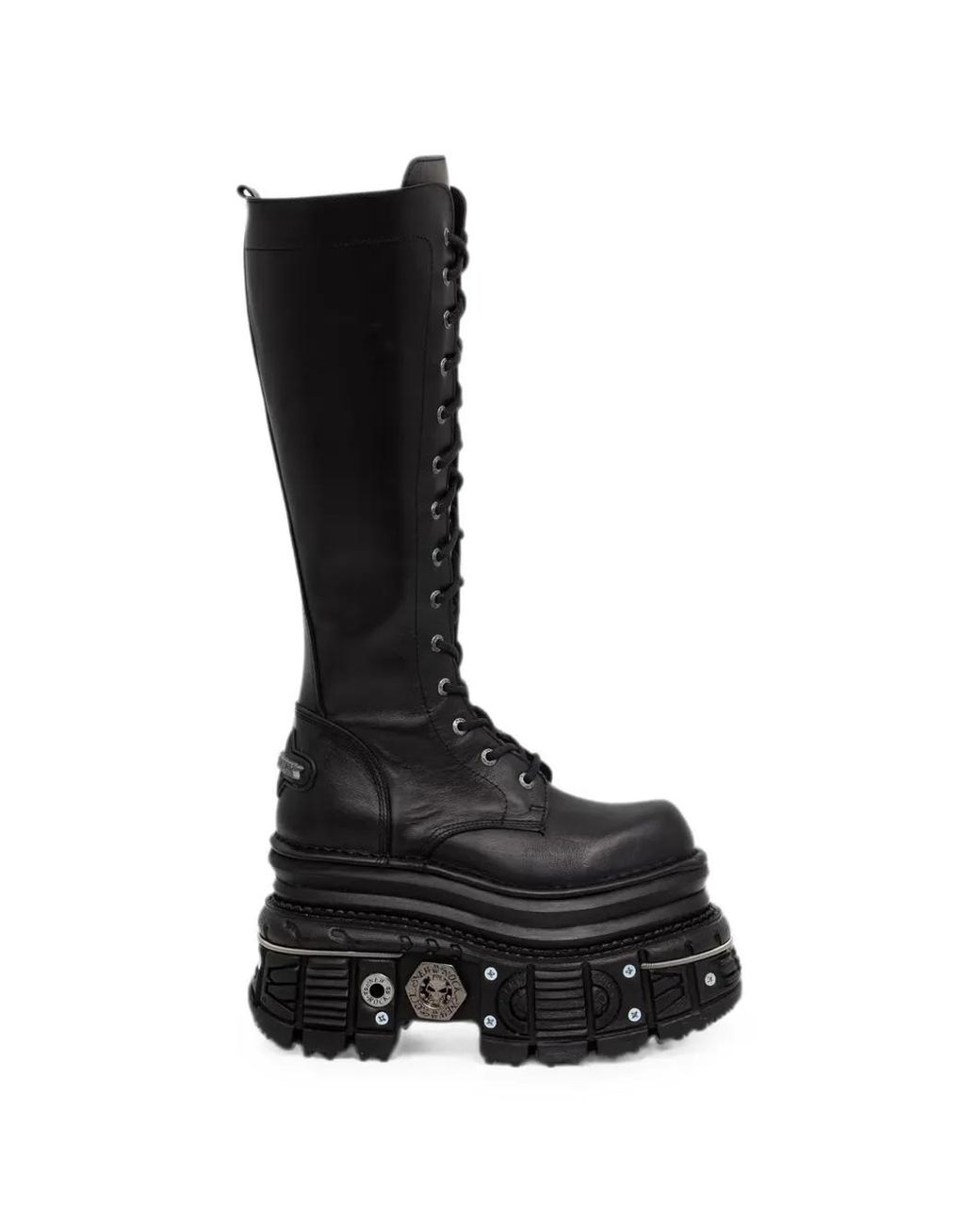 New Rock Black Bottes Lacées À Plateforme
