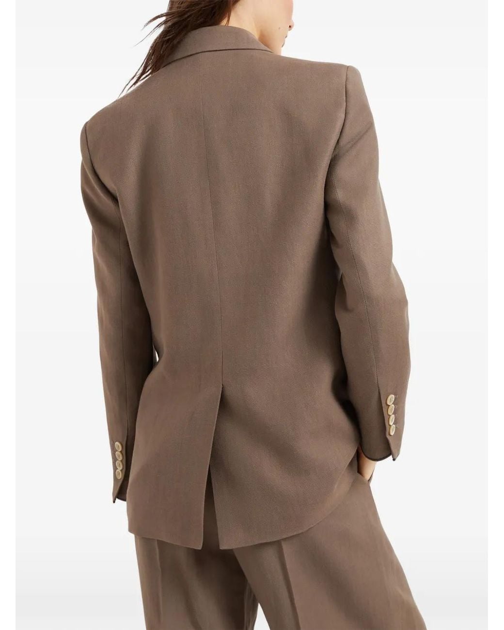 Brunello Cucinelli Twill Blazer Met Monili Detail in het Brown