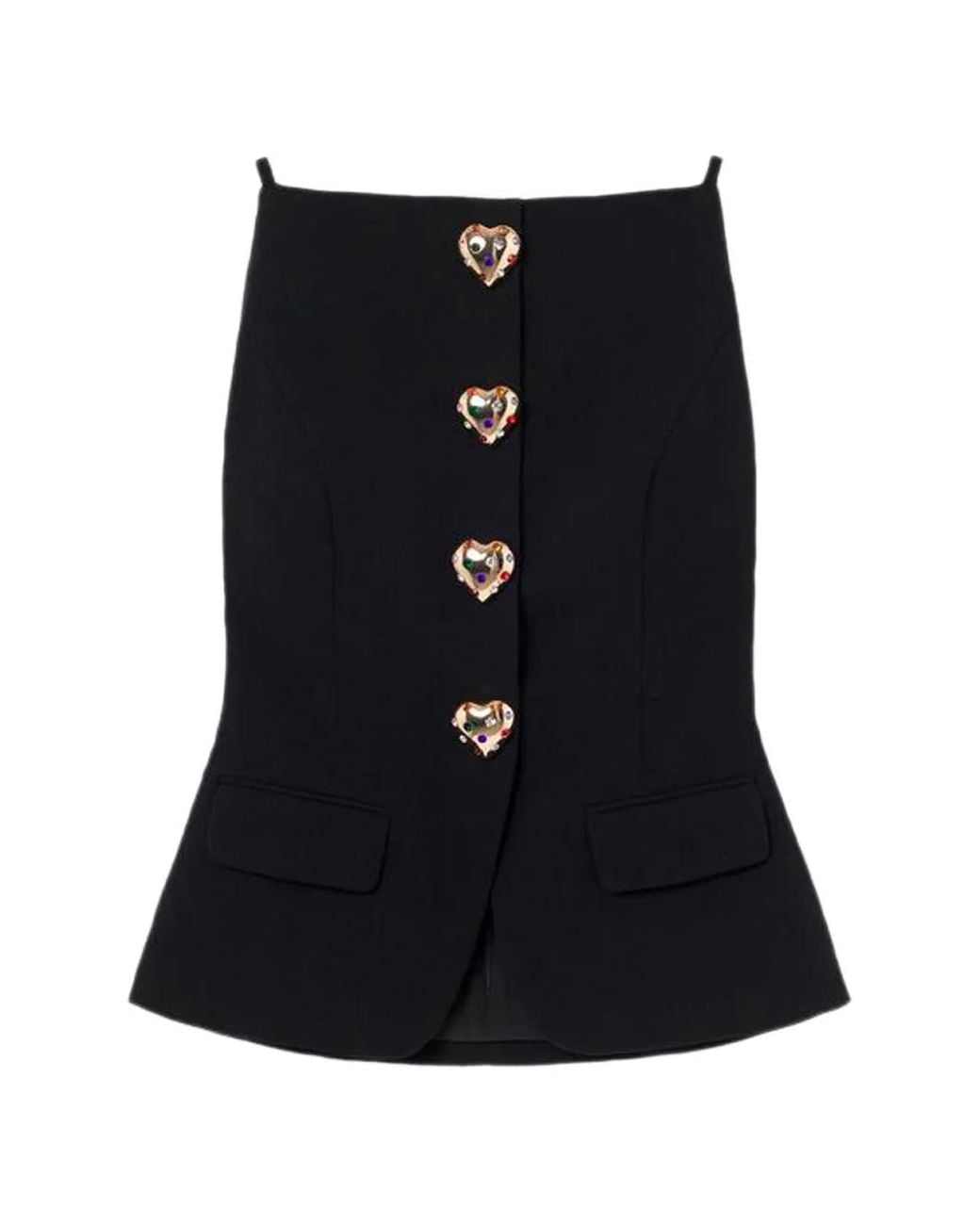Self-Portrait Black Wool Crepe Top