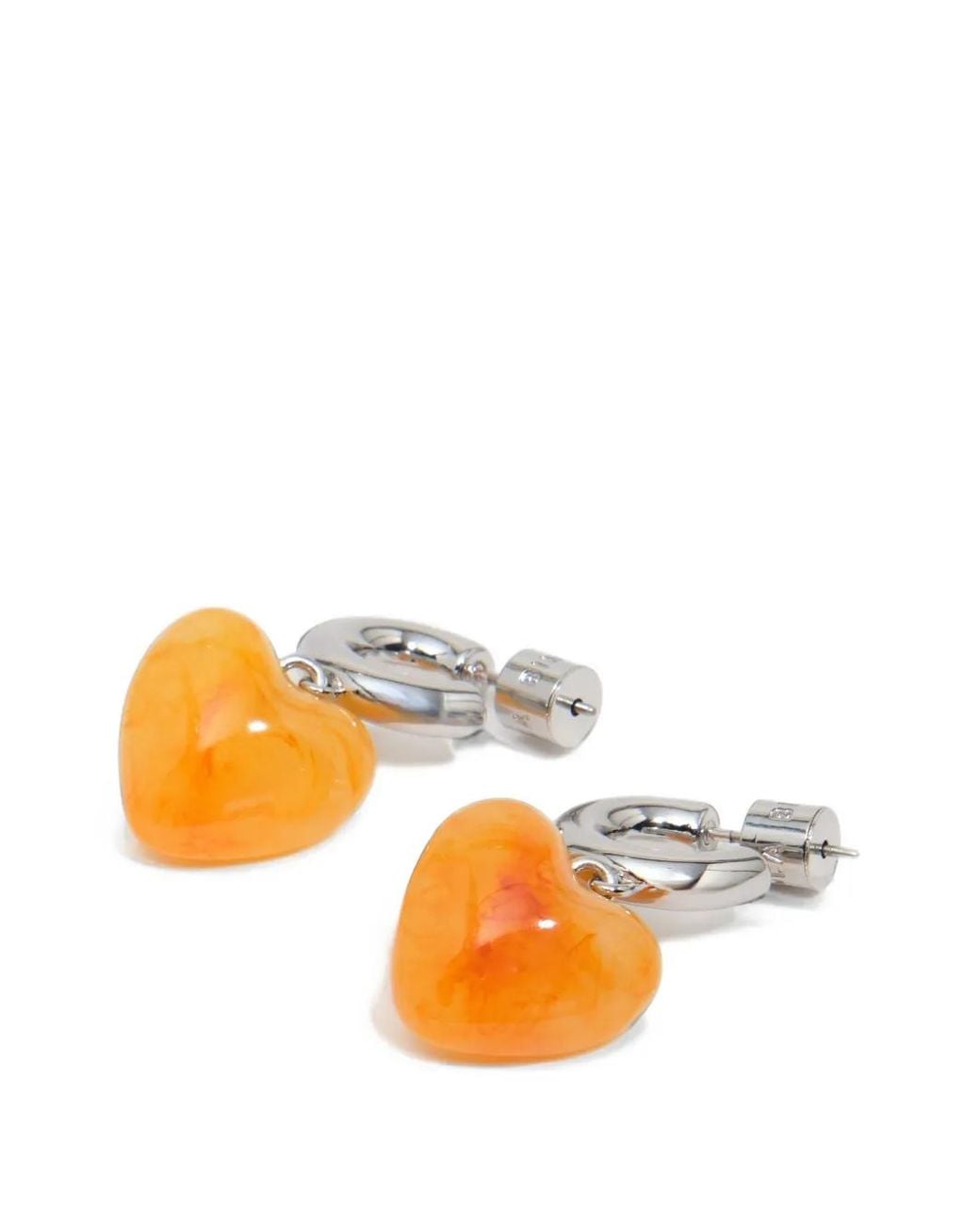 Bimba Y Lola Orange Hoop Earrings With Resin Heart