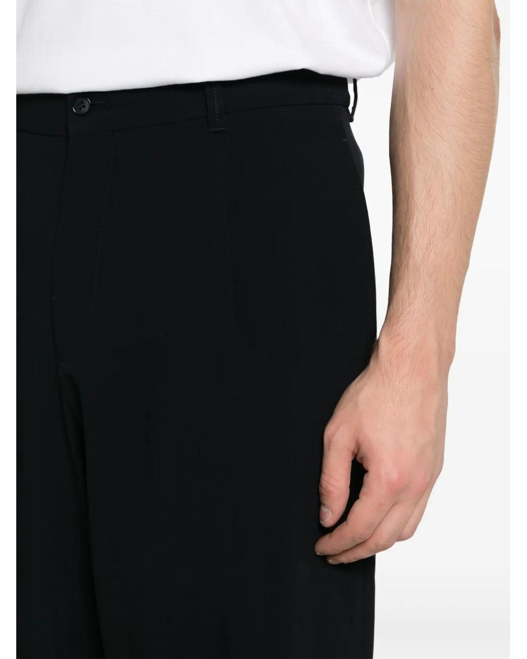 Giorgio Armani Black Wool Tapered Trousers for men