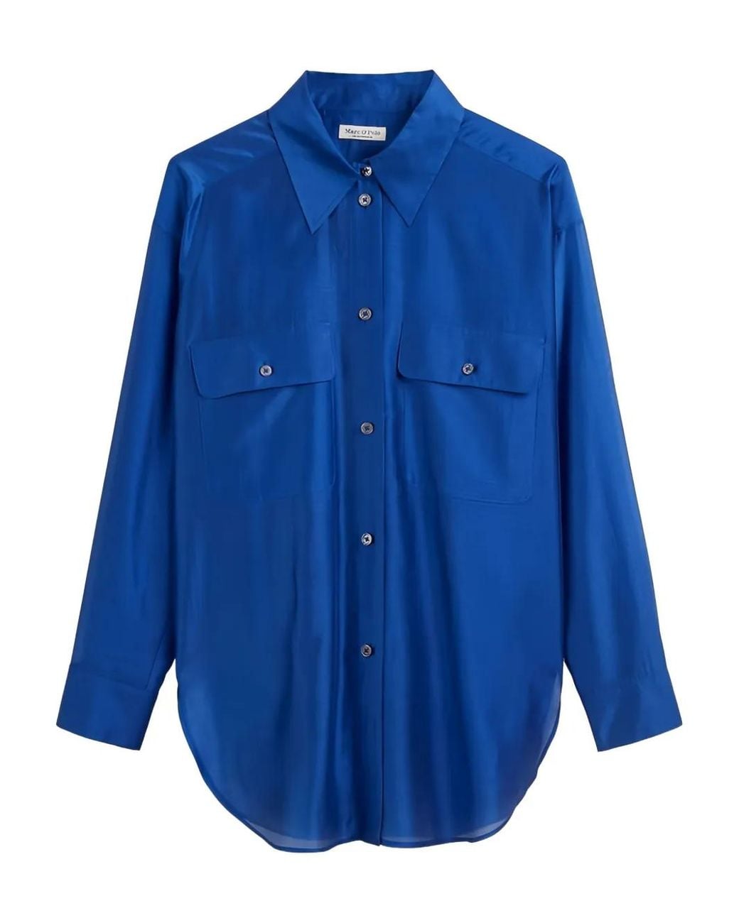 Marc O' Polo Blue Patch-Pockets Button-Up Shirt