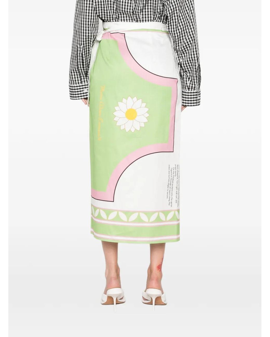 Marie Adam-Leenaerdt Green Graphic-Print Wrap Maxi Skirt